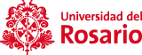 Red logo of Universidad del Rosario featuring a stylized floral emblem on the left and the university name in red text to the right.