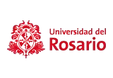 Logo of Universidad del Rosario featuring an ornate red crest on the left and the name Universidad del Rosario in red text on the right against a transparent background.